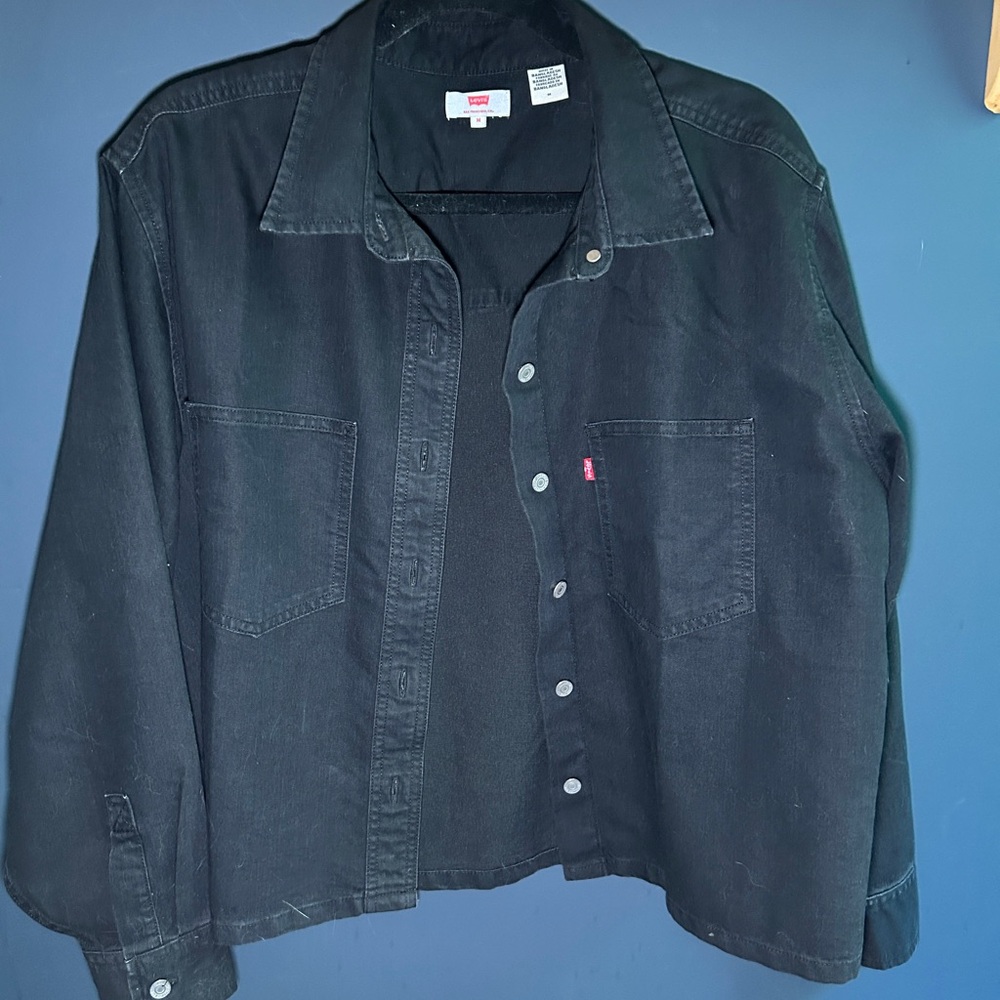 Levi's Black Button-Front Denim Shirt Jacket